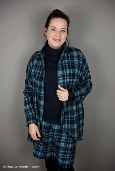 Preview: Jacquard Flanell Jersey Karo Schwarz/Smaragd by Swafing